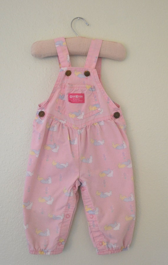 OshKosh B'gosh bunny rabbit overalls in pink. Baby by Tinycarousel