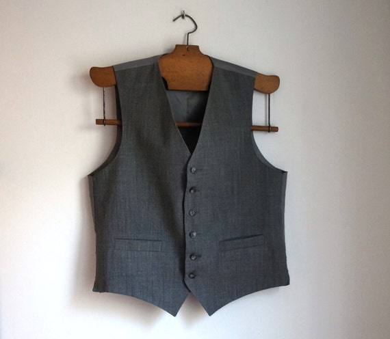 Silver gray waistcoat pure wool men's vest by ForgottenSplendors