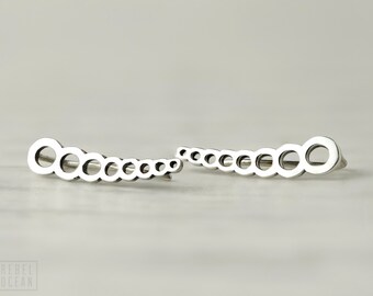 Sterling Silver Ear Cuff Moon Phase Ear Sweep Pin Earrings Boho Jewelry - FES012 T2