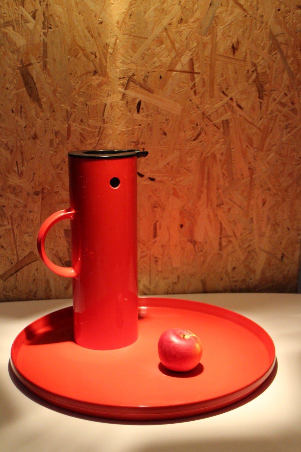 Bright red vintage serving dinner tray Danish design by Erik Magnussen for Stelton, Denmark