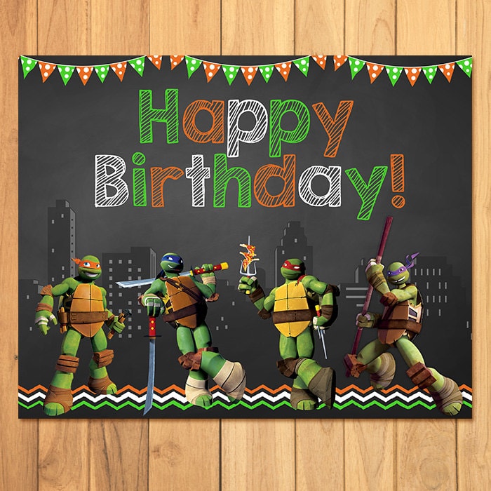 Teenage Mutant Ninja Turtles Birthday Sign Chalkboard TMNT