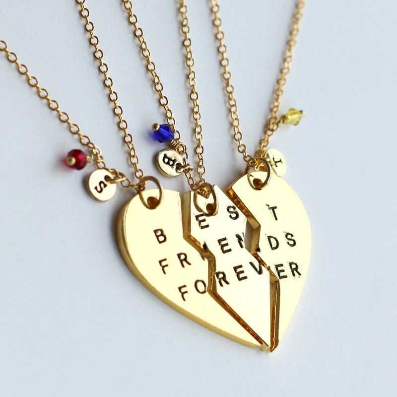 gold best friends initial birthstone necklace by YesOrNoDesign