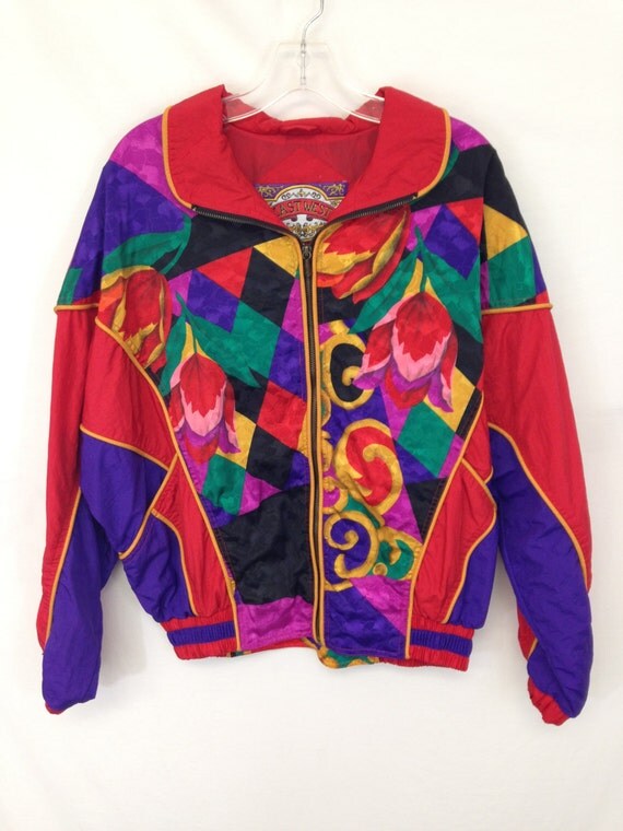 Vintage 80s Color Block Crazy Bomber Nylon Jacket by HTXVintage