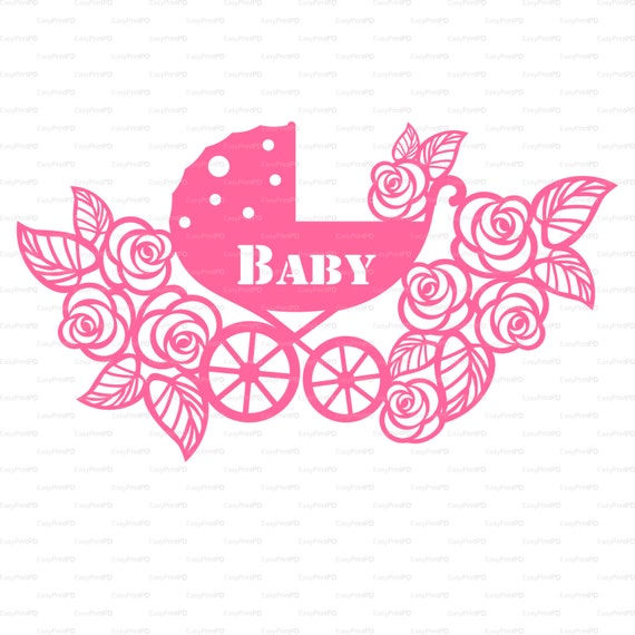 Download Items similar to Newborn Card baby carriage buggy flowers lace (svg, dxf, ai, eps, png) Vector ...