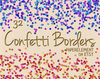 Confetti Clipart: Confetti Clip Art, Confetti Borders, Confetti Overlay, Confetti Graphics, Digital Confetti, Digital Clipart Commercial Use