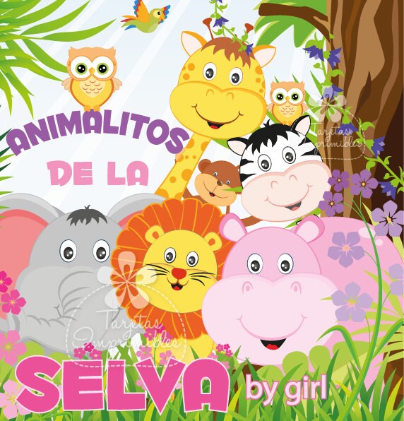 Jungle animals by Girl Kit printable party decorations