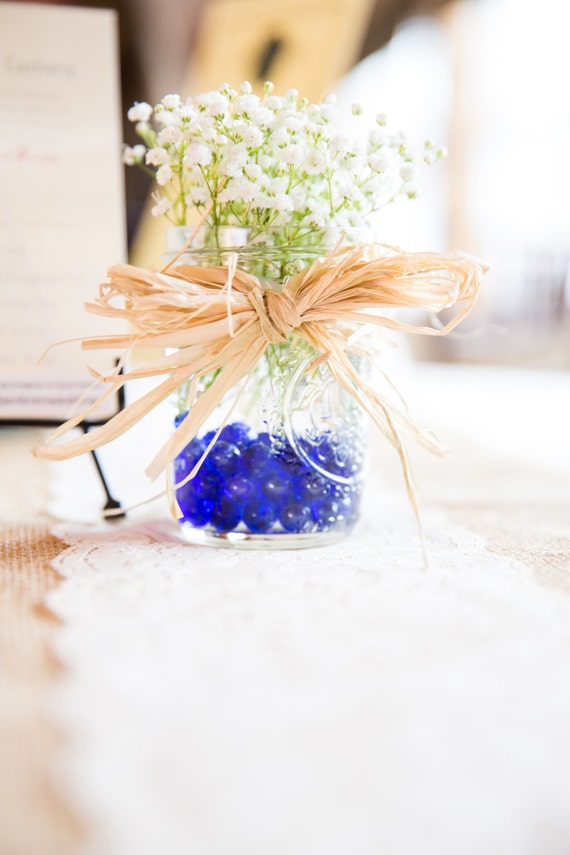 Raffia Wrapped Rustic Mason Jar Vase Set by EnTWINEdtoYou on Etsy