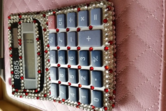 gem encrusted dual power calculator by tickadboogifts on Etsy