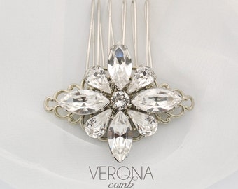 Crystal hair comb - rhinestone wedding comb - Swarovski crystal - wedding hair brooch - rhinestone hair accessory - Verona comb