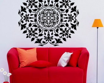 Mehndi Wall Vinyl Decal Mandala Lotus Stickers Art by Rossstickers