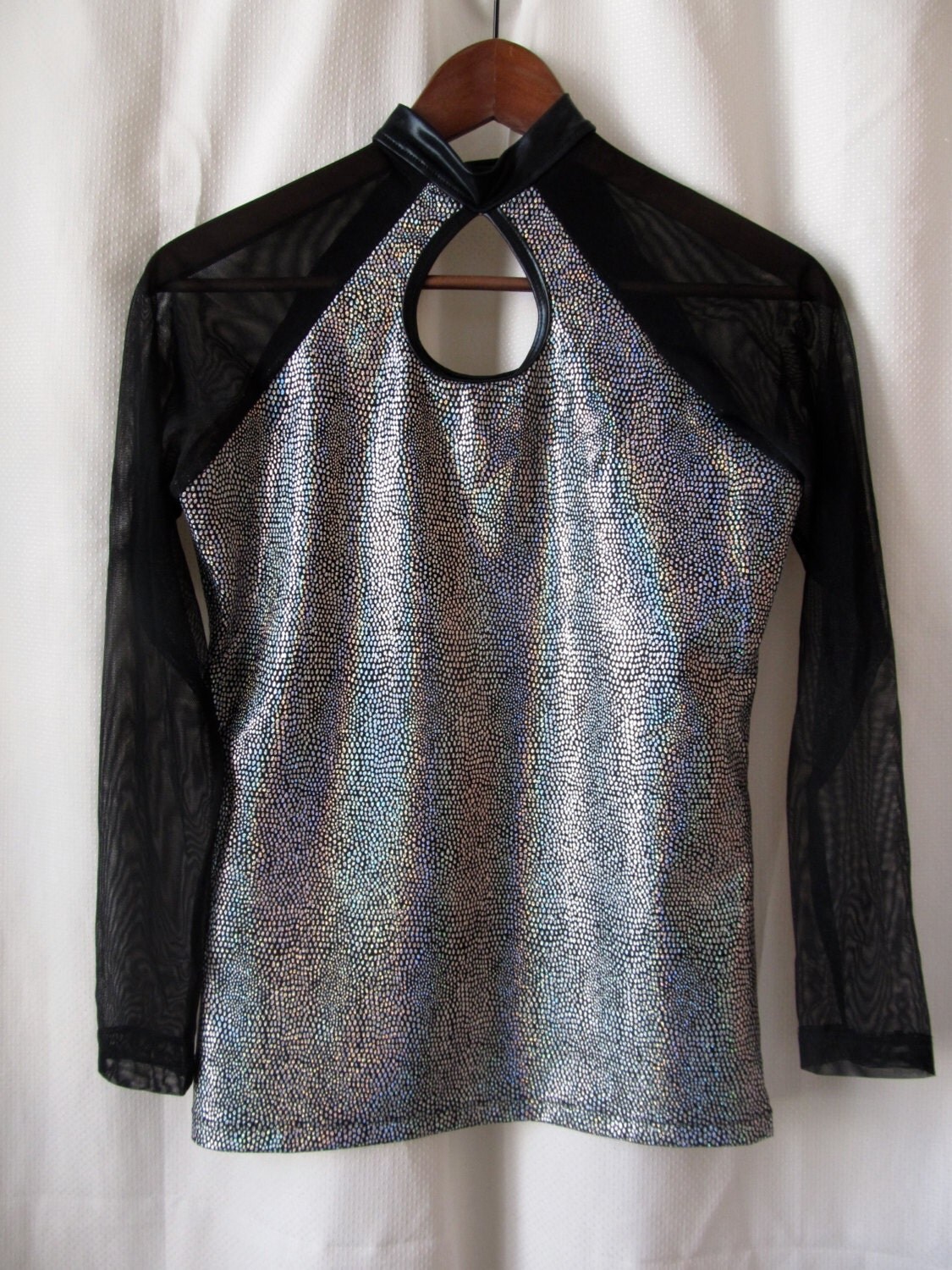 Silver and Black 1990’s Glam Top. Vintage Britney Spears Style with ...