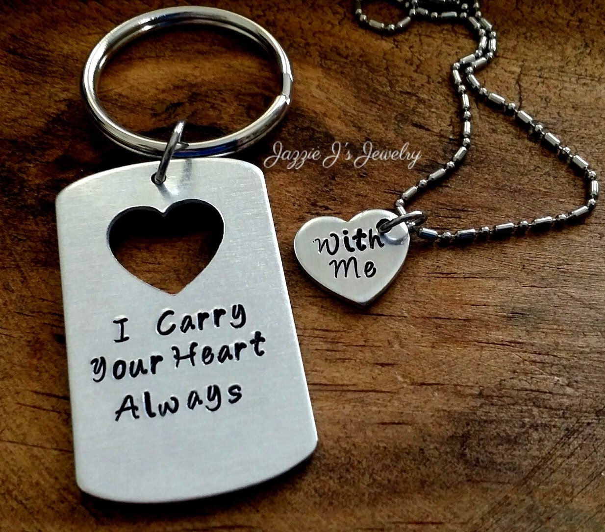 I Carry Your Heart With Me Always Hand Stamped by JazzieJsJewelry