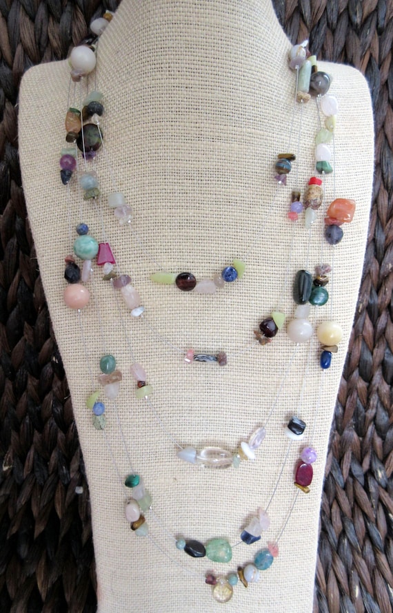 Layered Multi Gemstone Necklace by EarthworkDesign on Etsy