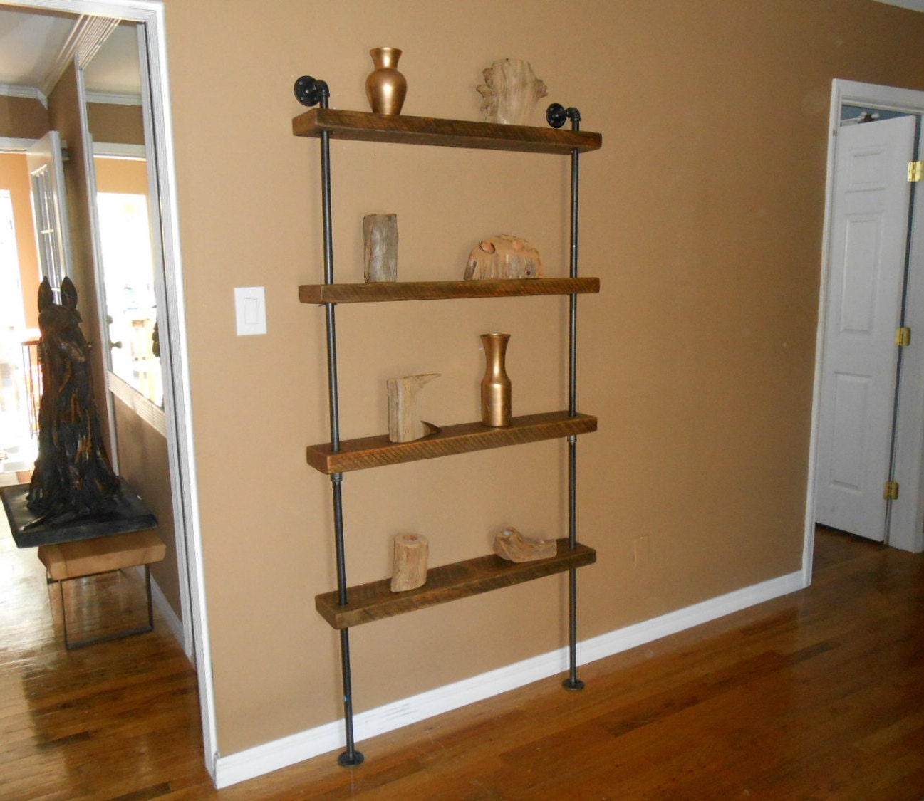 Reclaimed wood shelf Industrial shelving unit by ReclaimedWoodUSA