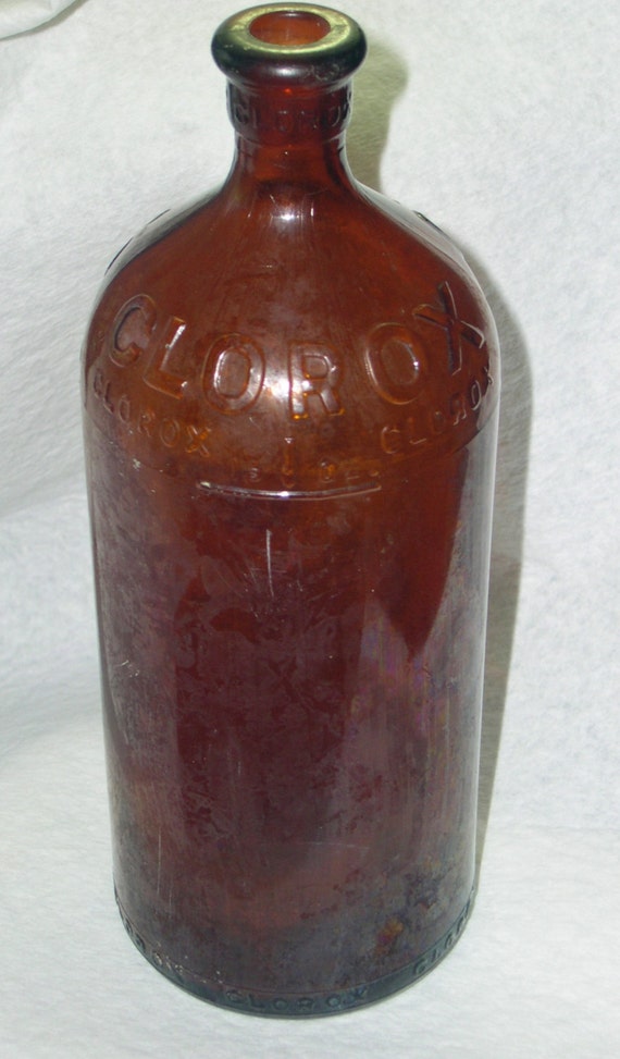 1920's Amber Brown Glass Clorox Bottle Vintage Collectible