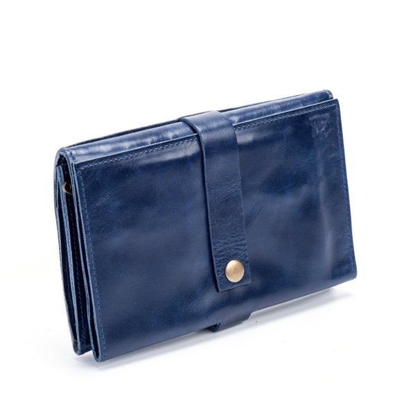 Navy Blue Leather Wallet / Unisex Wallet / Women by EfikaBags