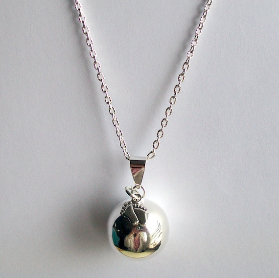 Mexican Bola NECKLACE Pregnancy Necklace Silver by HazyDayCharms
