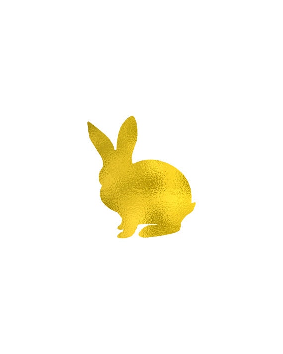 Gold Bunny Rabbit Prints by GoldByCafeInk on Etsy