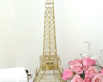 Eiffel Tower Gold Color 28 Inch Wire Metal Centerpiece/Replica
