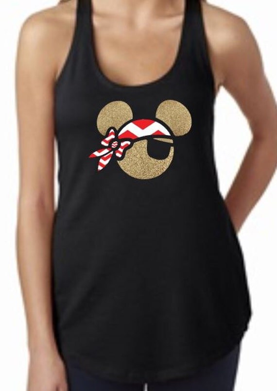 Gold GLITTER Chevron Pirate Minnie Mouse by MickeysMagicalTees