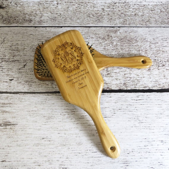 Personalized Wood Paddle Hair Brush Bridesmaids Gifts
