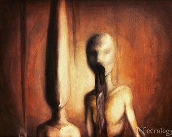 Horror Oil Painting, Creepy, Surreal, Macabre "American Dream"