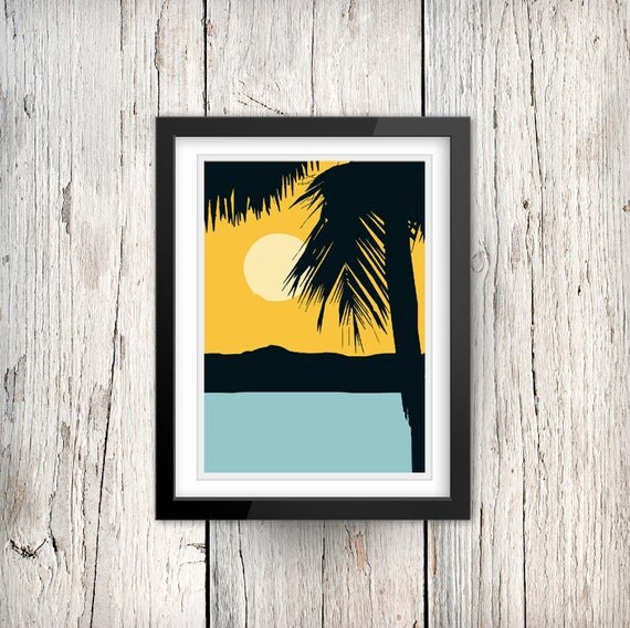 Minimalist tropical beach landscape Art poster Wall Art