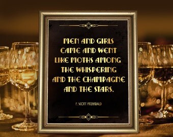 Gatsby party  decoration  F Scott Fitzgerald quote  poster 