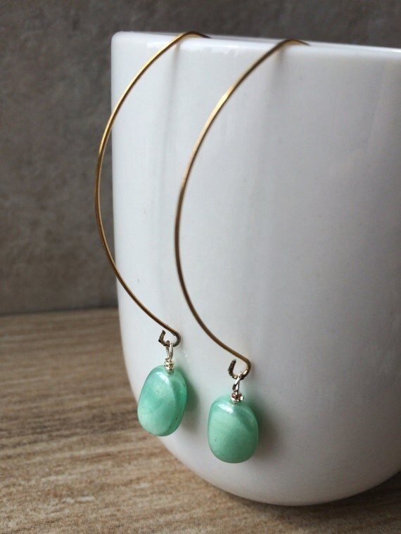 Simple yet elegant drop earrings featuring pearly mint stones