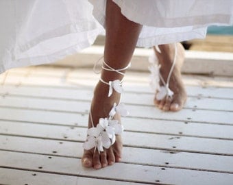 Butterfly barefoot sandal, beach wedding barefoot sandal,nude shoes