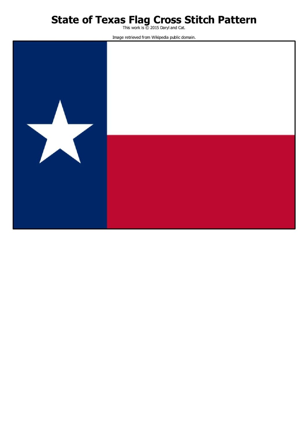 Instant Download State Of Texas Flag PDF By DarylandCatStitches