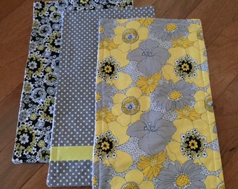 Yellow & Gray Burp Cloth Set