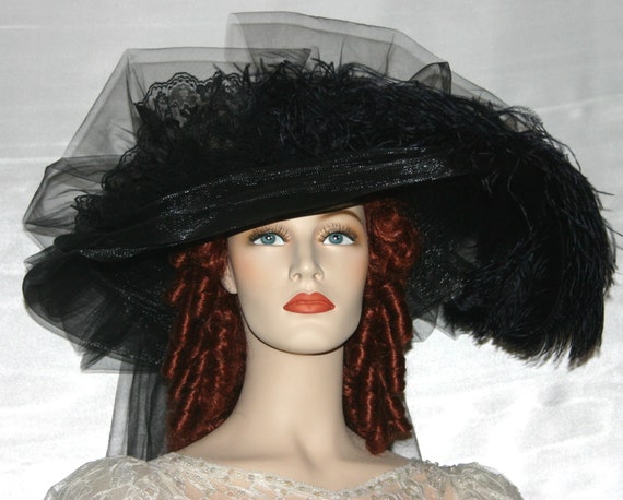 Victorian Hat Steampunk Hat Gothic Hat Funeral Hat