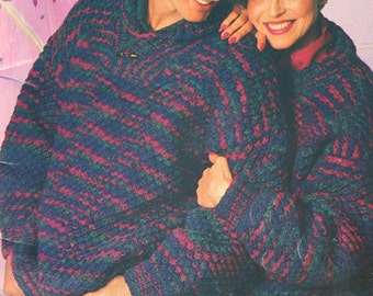 Sweater Knitting Patterns Special Effects Patons 689 Men Women Cardigan Turtleneck Coat Vintage Paper Original NOT a PDF