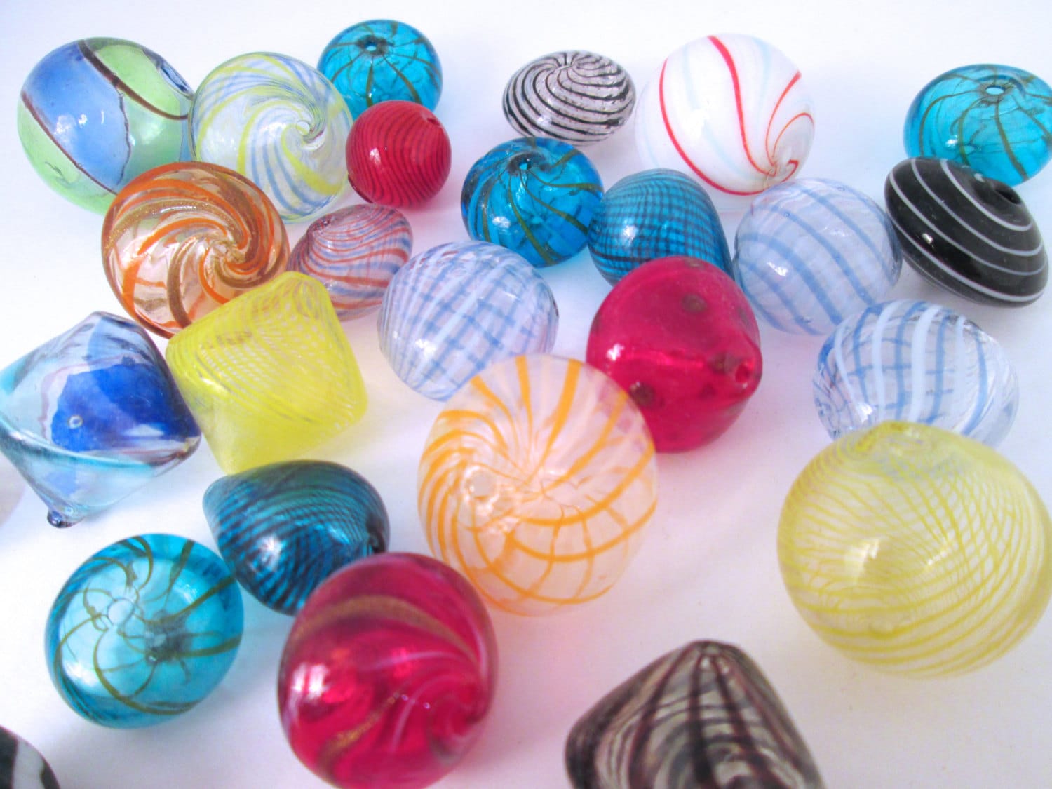 Grab Bag of Blown Glass Beads Assorted Colors and Shapes