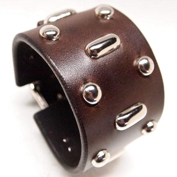 Brown Leather cuff Johnny Depp/ H.S.Thompson Fear and Loathing Style wristband bracelet Hand made for YOU in NYC by Freddie Matara