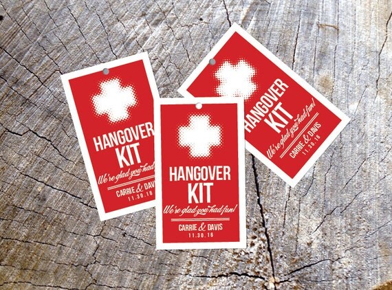Download Hangover Kit Favor Tag or Sticker Day After Wedding Tag Label