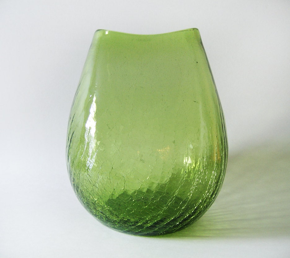 large bubble crackle glass vase