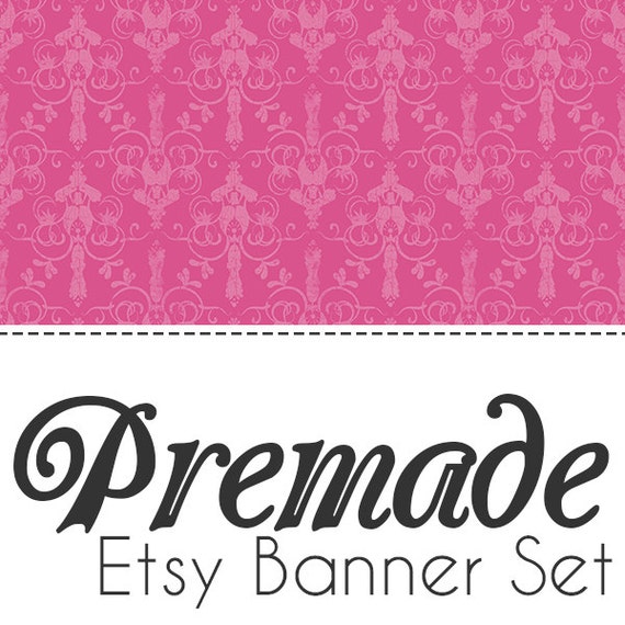 Etsy Branding - 3 Piece Etsy Shop Banner Set - Pink Chandelier - Shop ...