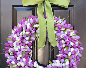 24 inch Spring Wreath- Spring Wreath- Door Wreath 24 inch- Lavender Wreath