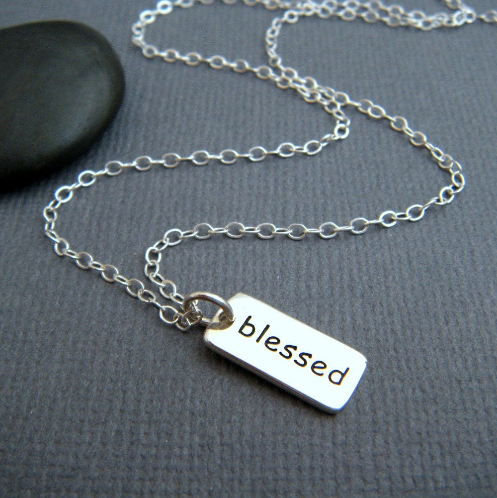 silver blessed necklace. tiny sterling silver faith jewelry.