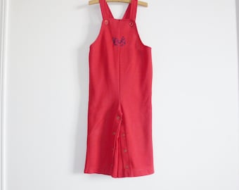 Vintage Red Polyester Children's Overalls