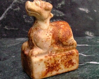 Antique Jade Dragon Seal Figurine Statue