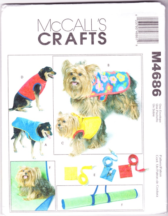 McCalls Crafts M4686 Dog Clothes Sewing Pattern Coat