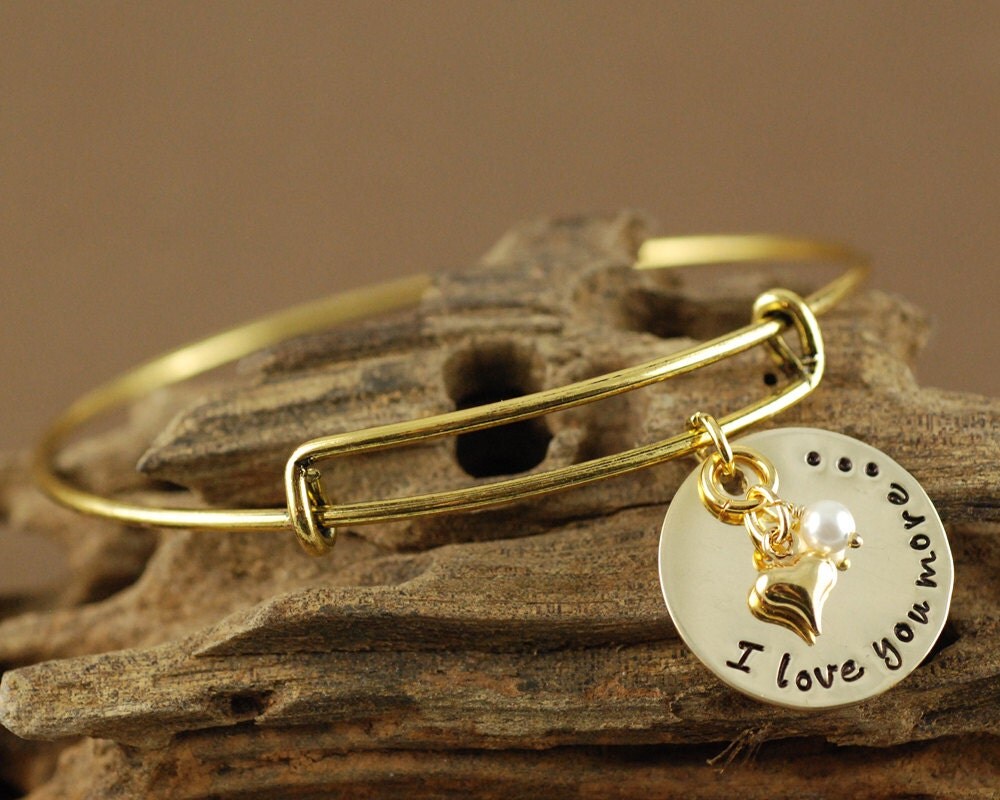I Love You More Bracelet Heart Bracelet Personalized Bangle