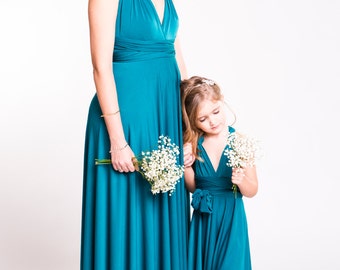 Mommy and me matching infinity dresses, flower girl and bridesmaid, pack of two dresses, mother daughter infinity dresses, choose size color