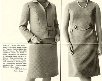 1960s Ladies Dress and Jacket Ensemble Pattern B38 Orella M571/48