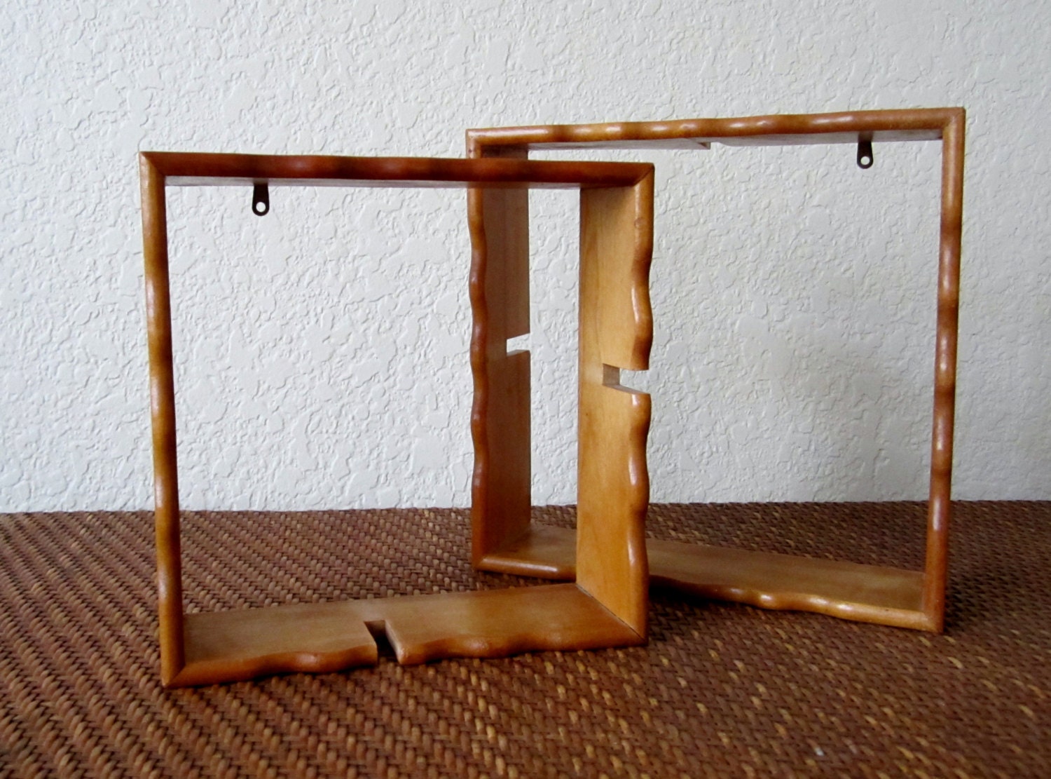Interlocking Hanging Pine Wall Shelf Knick Knacks, WhatNot Shelves