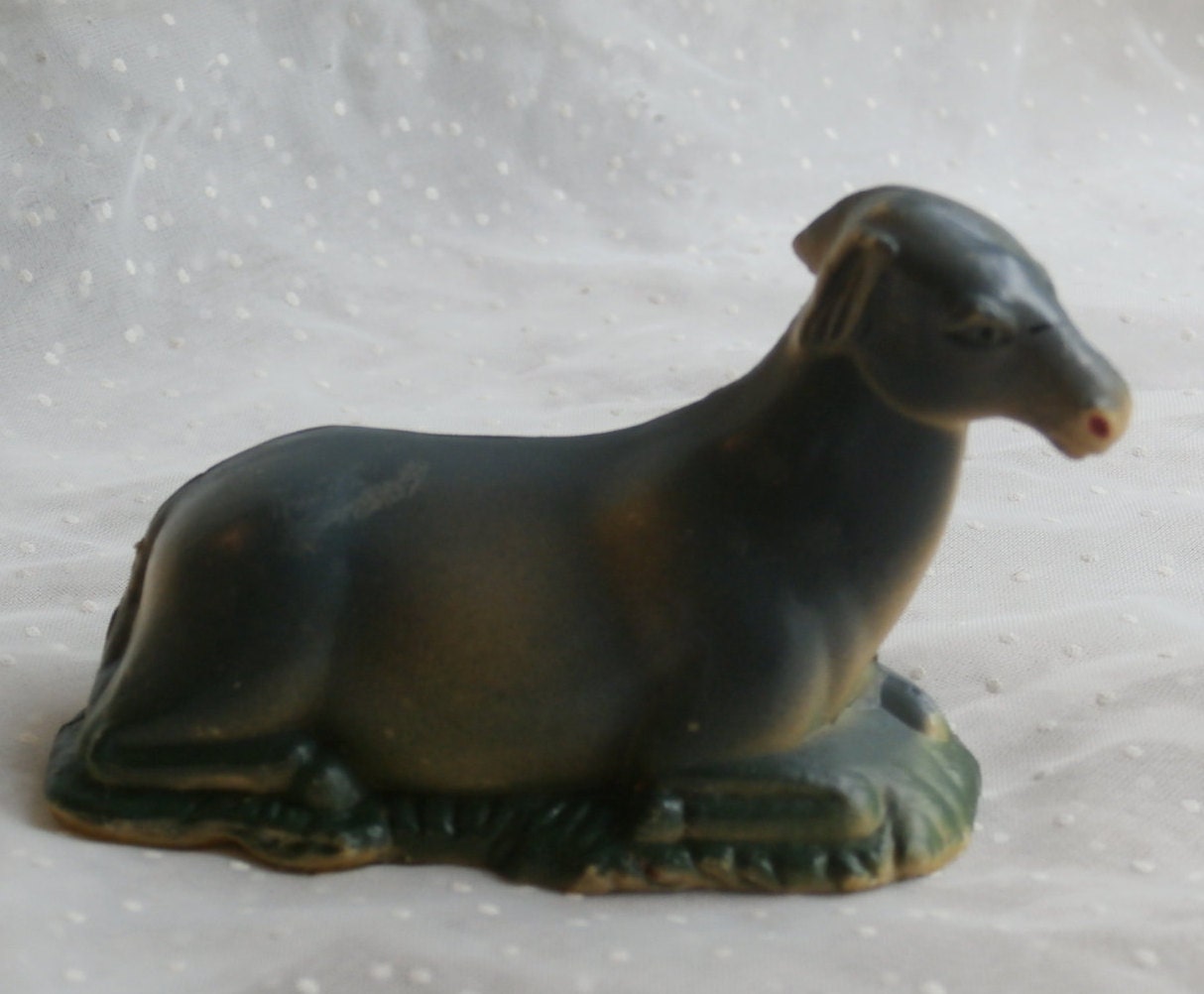 Vintage Hard Plastic Donkey Figurine for Nativity Scene or