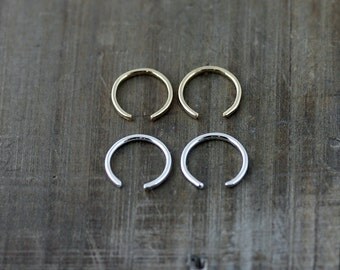 Tiny Minimalist Cuff Earrings, Gold or Silver Open Hoop, Ear Cuff, Nose Cuff, Tension Earrring
